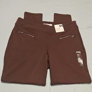 SO Brown High-Rise Leggings Pockets! Ponte Skinny Pants Juniors Large NWT